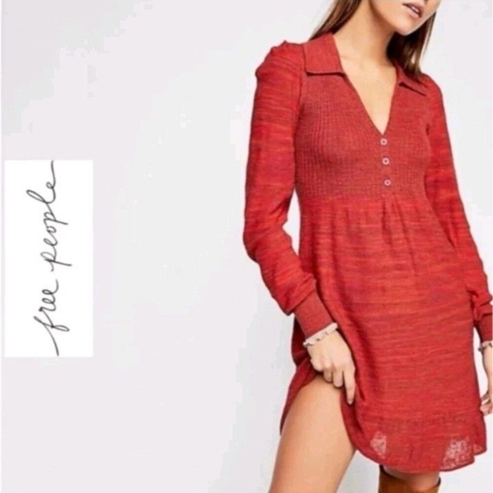 Free People rain or shine space dye knit dress tunic longsleeve
